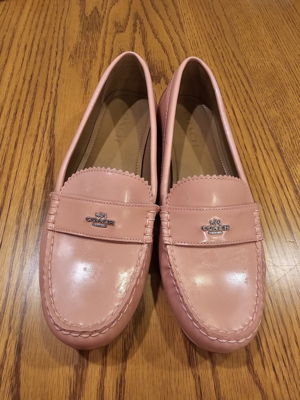 Coach Pink Leather Signature Penny Loafers